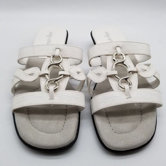 Easy Street Women's Torrid Sandals Size 8 Wide Strappy Slide White Comfort - Picture 2 of 7